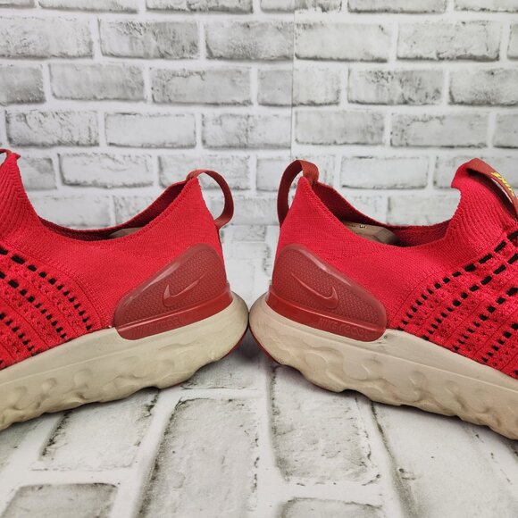 Nike React Phantom Run Flyknit 2 Men's Size 14 Red Athletic Running Slip On Shoe - Picture 4 of 10